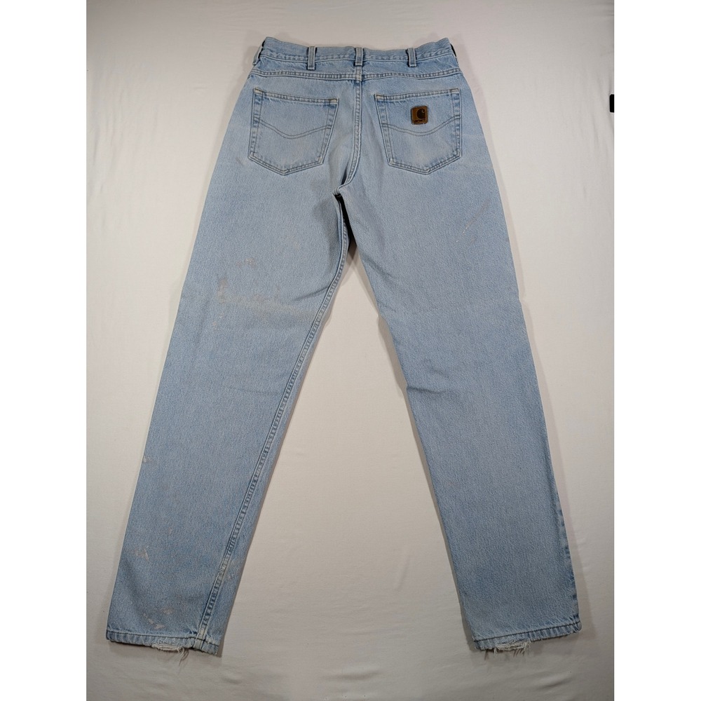Carhartt B17STW Relaxed Fit Jeans Mens 34x34 Stonewash Blue Distressed Denim - Picture 6 of 8